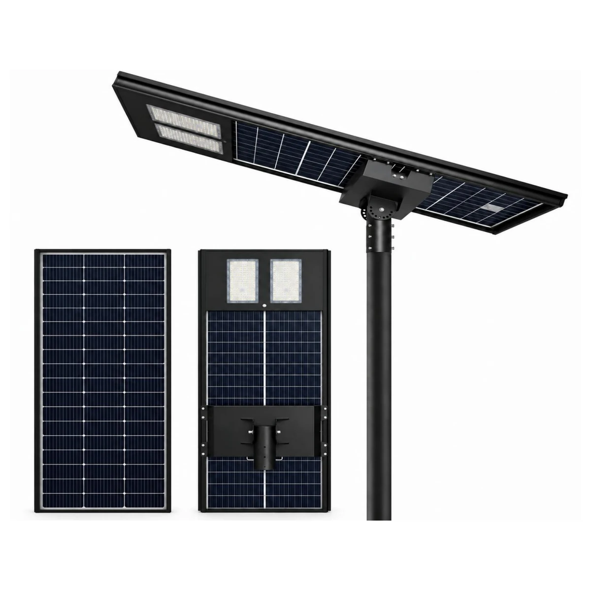 All-in-one solar street light with integrated solar panels and LED modules for off-grid lighting projects