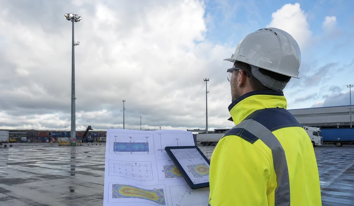 High mast light wattage selection review for outdoor infrastructure project