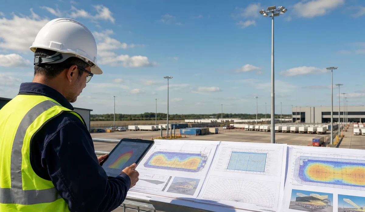 High mast lighting level specification review for outdoor infrastructure project