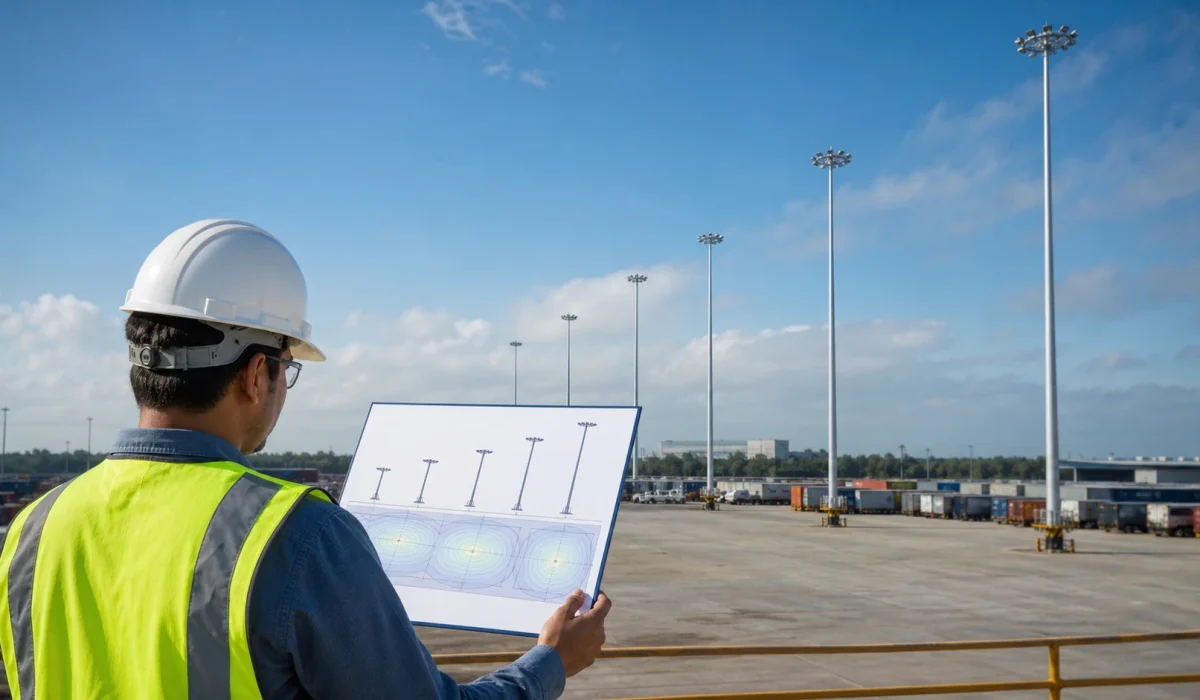High mast pole height selection review for outdoor infrastructure lighting project