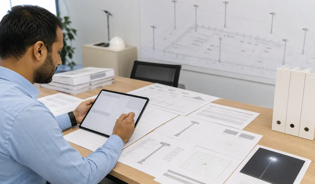 High mast lighting tender specification document review for EPC projects