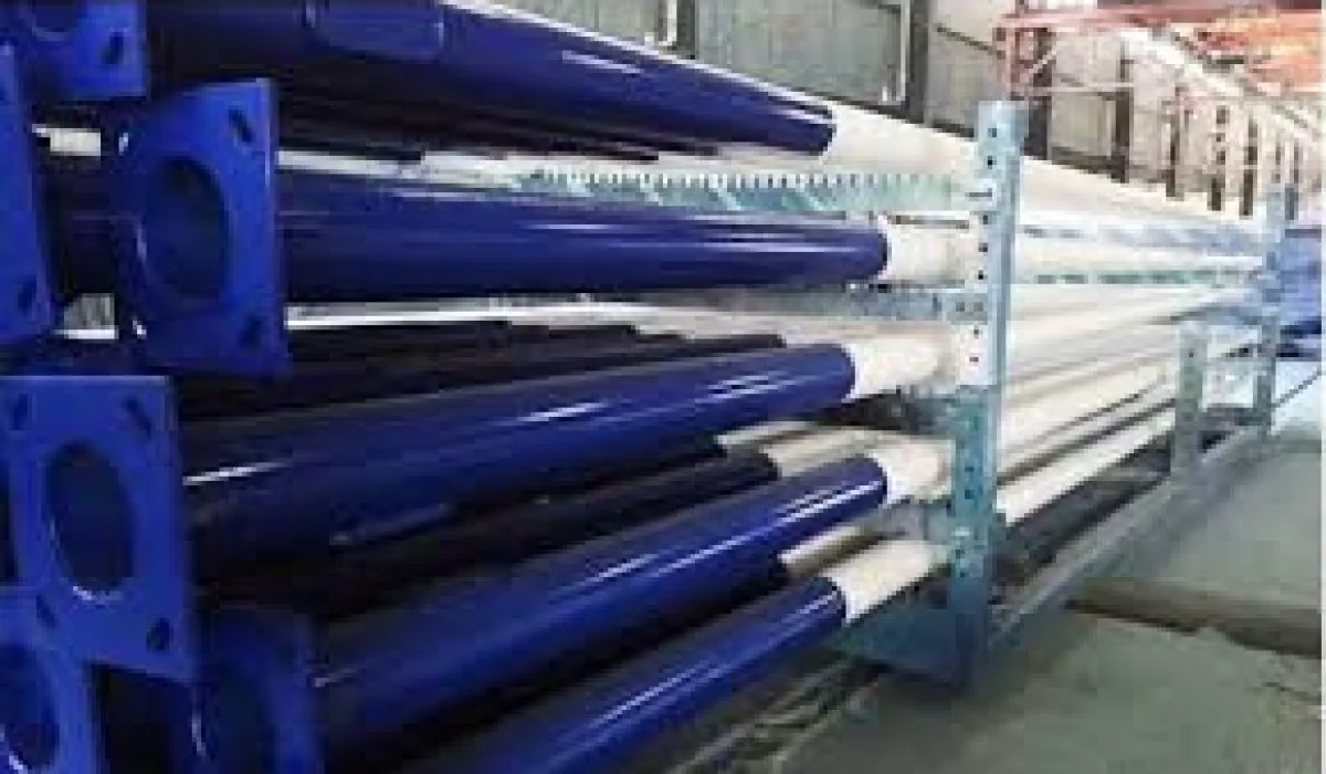 Hot-dip galvanized steel street light poles in production
