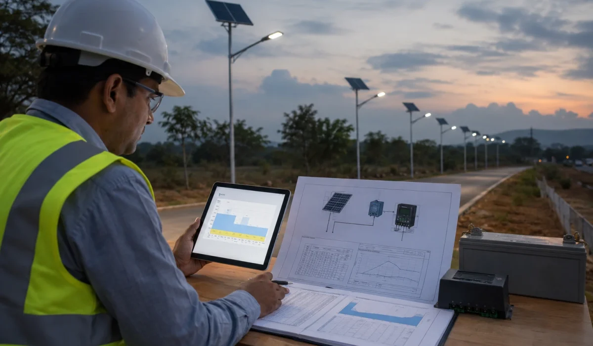 Solar street light dimming profile and battery autonomy review for EPC project