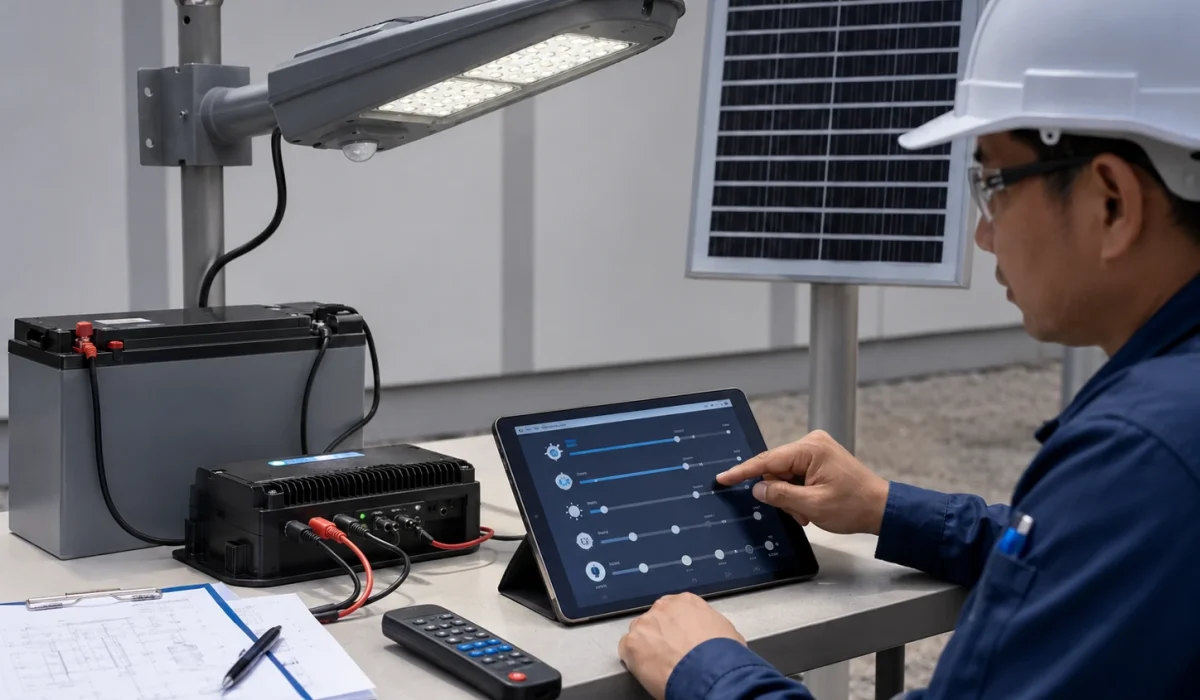 Solar street light motion sensor settings review for standby boost and delay time