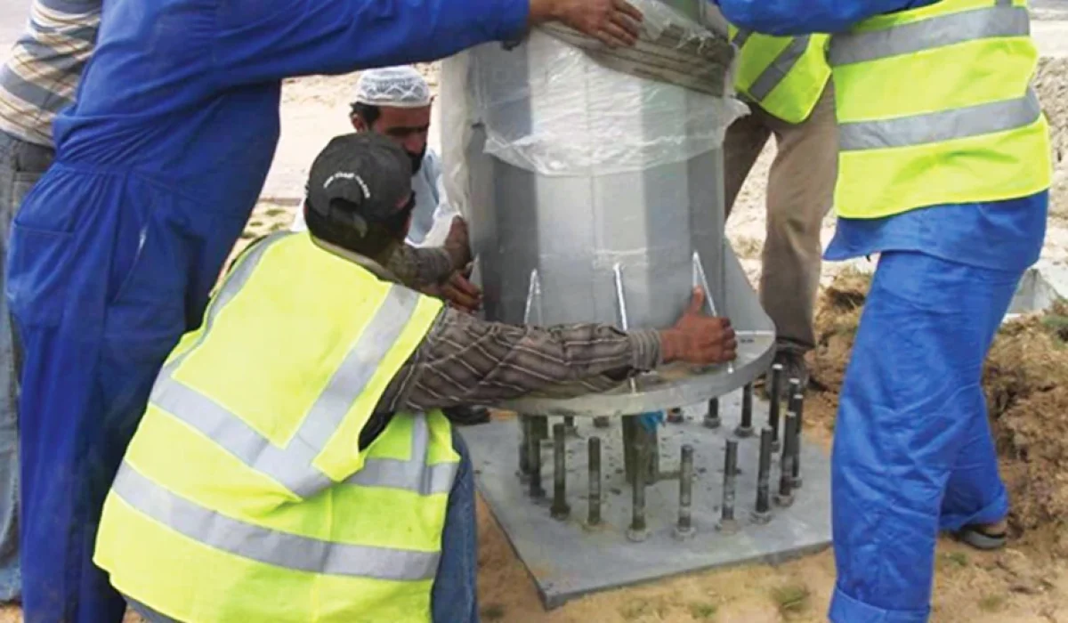 High mast base installation reference for outdoor lighting project review
